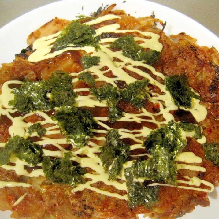 おつまみ!キムチとツナのお好み焼き